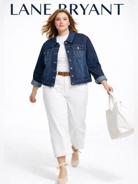 28W Lane Bryant Button Down Denim Jacket with Stretch